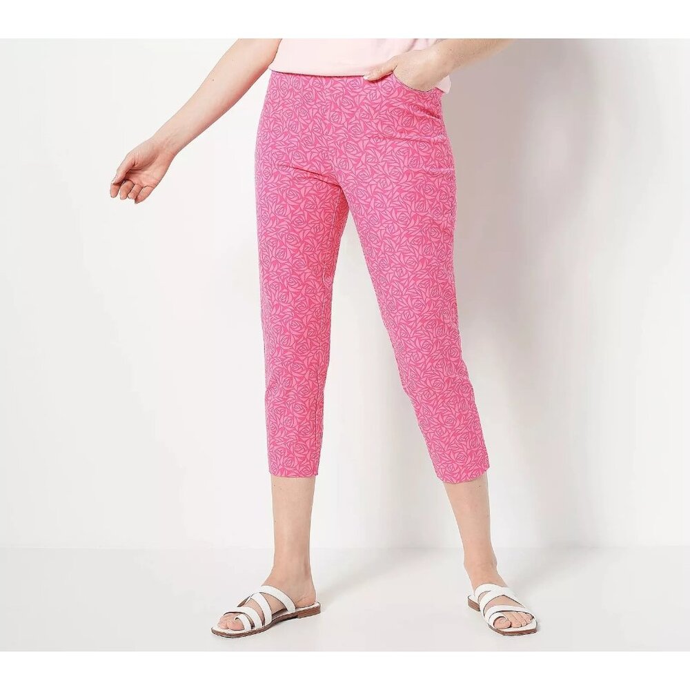 Isaac Mizrahi Live Reg 24 7 Stretch Printed Crop Pant Womens Plus 26 Cotton NEW